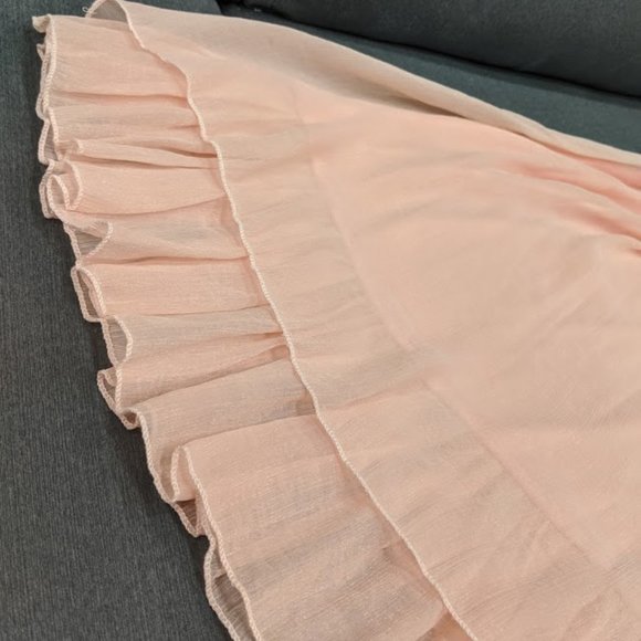 Peach Chiffon Cocktail Dress w Ruffled Roses - Picture 5 of 5